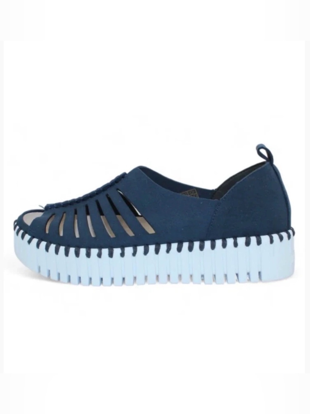 Ilse Jacobsen Tulip 9376 Navy Cutout Platform Slip on Sandal | Size EU 38 US 7.5
